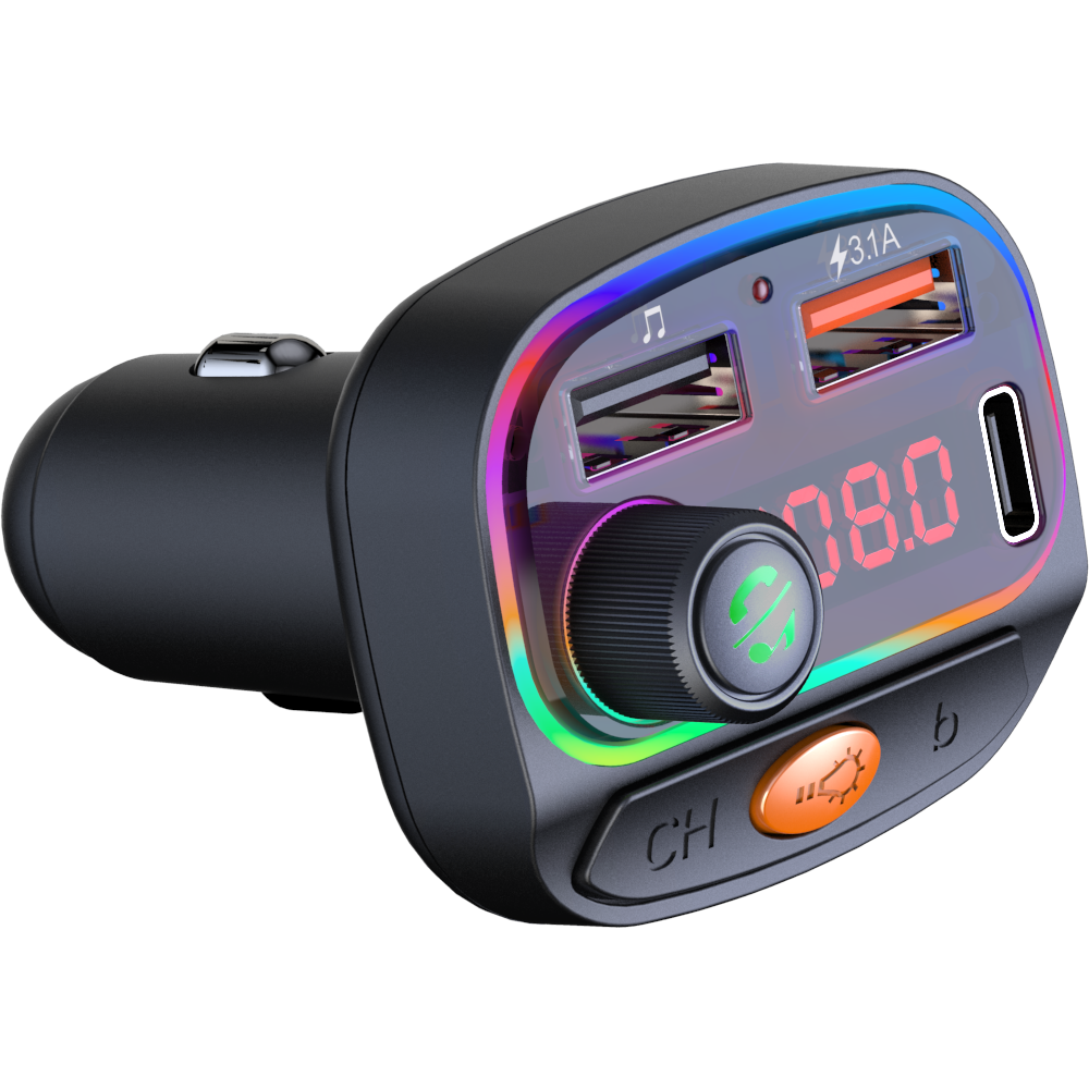 Fast Charging Wireless FM Transmitter with Built-In Mic - Yellowtree